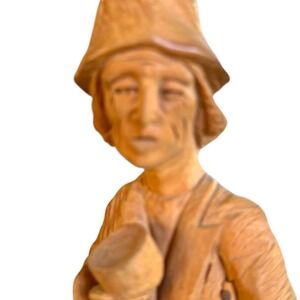 Polish Wood Carving Old Man with a Cup and‎ Crutch